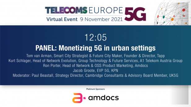 Telecoms Europe 5G 2021: Monetizing 5G in urban settings. By Amdocs, Tapp, A1 Austria, KPN